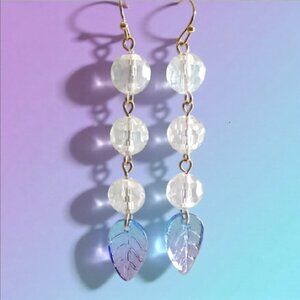 Handmade Beaded Earrings - Spring Easter Flashy Leaf Drops - Vibrant & Feminine